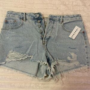 PacSun Light Blue Distressed High-Rise Denim Shorts
